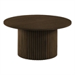 Coaster Hamlyn Round Fluted Wood Occasional Cocktail Coffee Table in Walnut