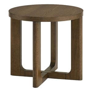 Coaster Kessler 22&quot Round Sculptural Wood End Table in Brown