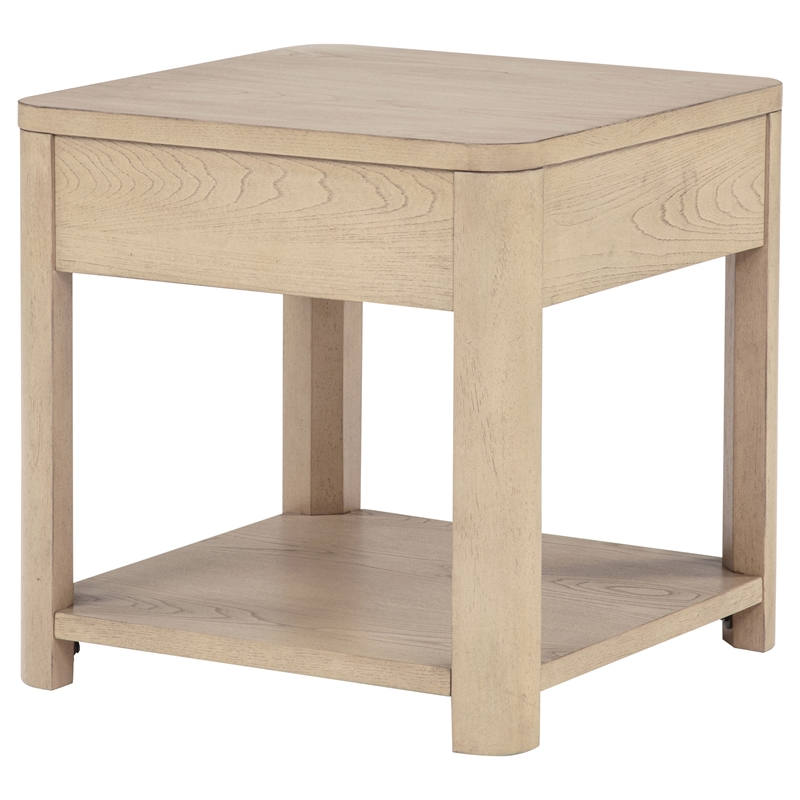 Coaster Marcelo Square Transitional Wood End Table in Light Elm