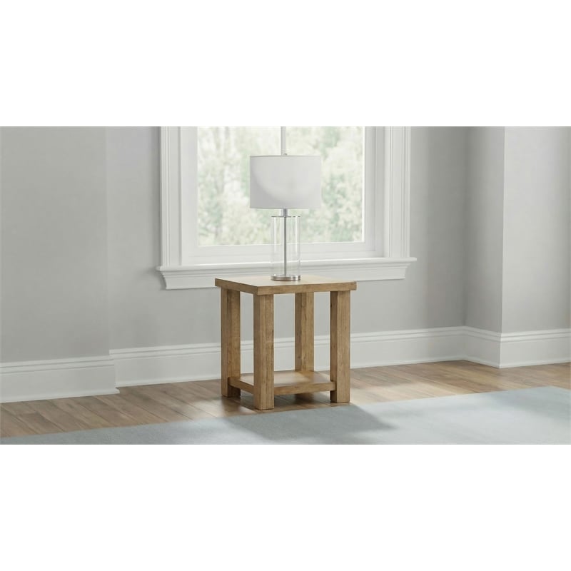 Coaster Beasley Square Rustic Wood End Side Table in Golden Oak