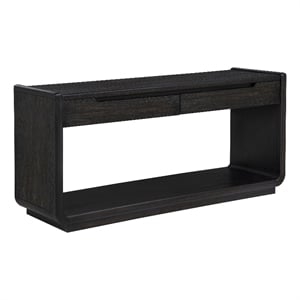 Coaster Leandro Rectangular Wood Sofa Console Table in Burnished Black