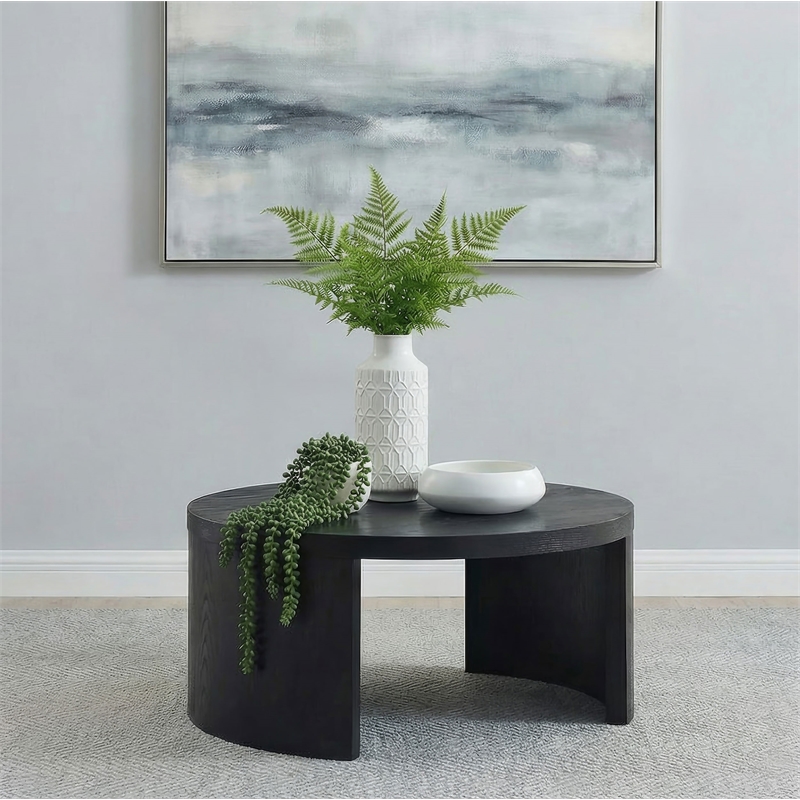 Coaster Sweeney Round Wood Occasional Cocktail Coffee Table in Black
