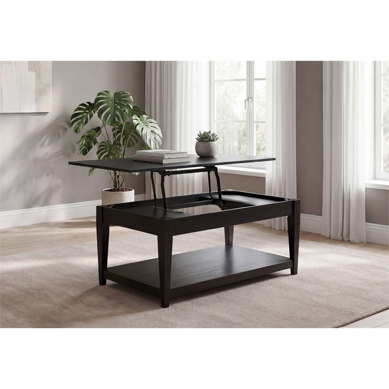 Coaster Lindenton Rectangular Wood Occasional Cocktail Coffee Table in Black