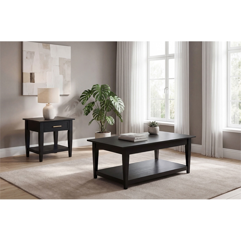 Coaster Lindenton 2-Piece Wood Lift-Top Coffee Table Set in Black