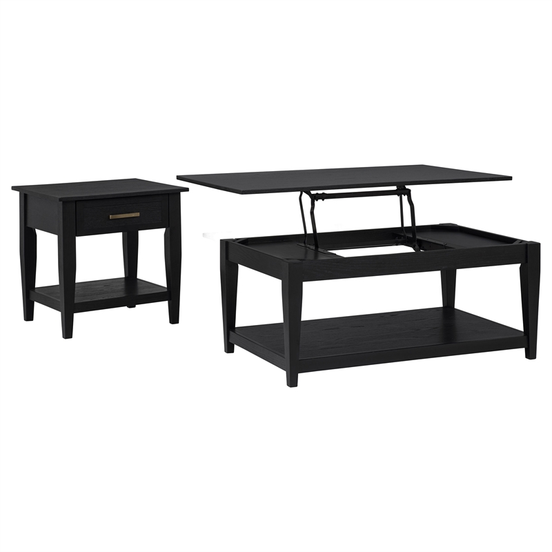 Coaster Lindenton 2-Piece Wood Lift-Top Coffee Table Set in Black