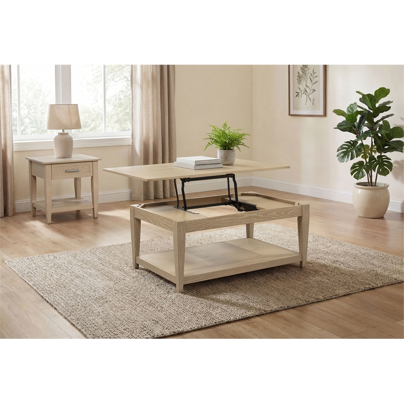 Coaster Lindenton 2-Piece Wood Lift-Top Coffee Table Set in Blonde