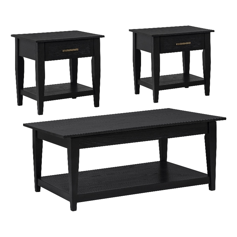 Coaster Lindenton 3-Piece Wood Lift-Top Coffee Table Set in Black