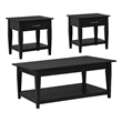 Coaster Lindenton 3-Piece Wood Lift-Top Coffee Table Set in Black