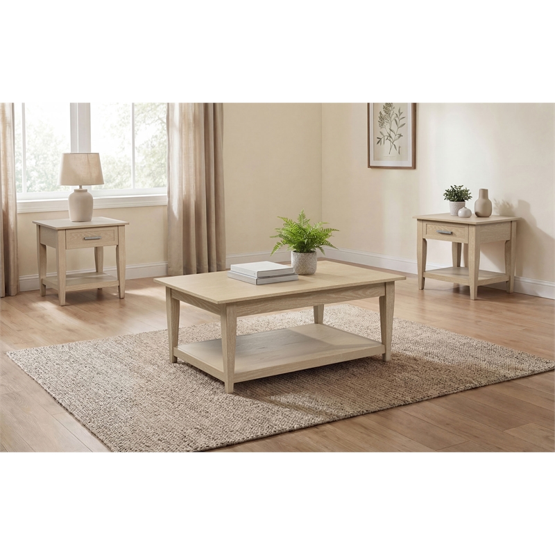 Coaster Lindenton 3-Piece Wood Lift-Top Coffee Table Set in Blonde