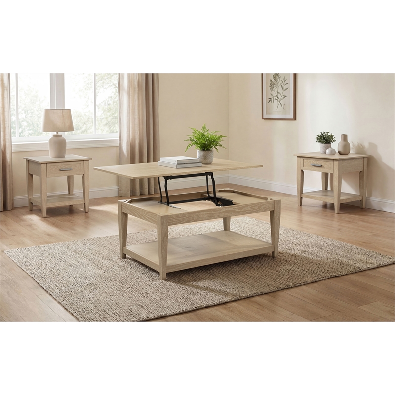 Coaster Lindenton 3-Piece Wood Lift-Top Coffee Table Set in Blonde