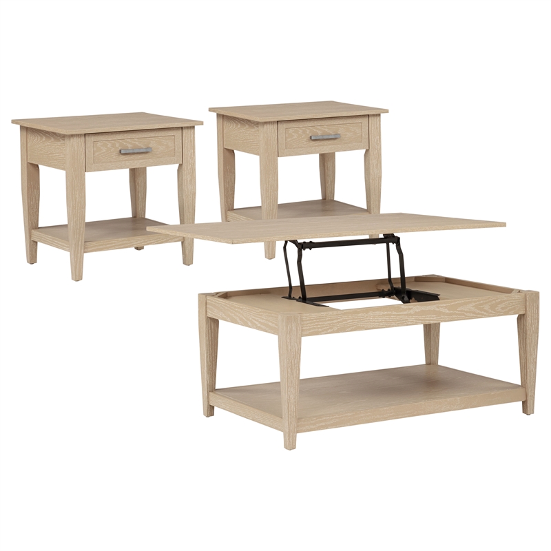 Coaster Lindenton 3-Piece Wood Lift-Top Coffee Table Set in Blonde