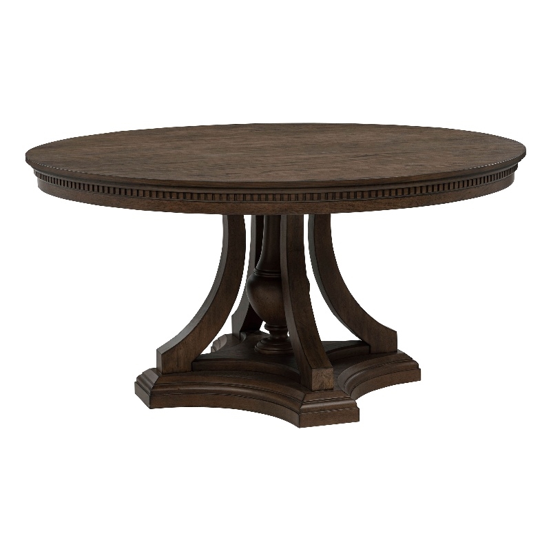 Coaster Ridgewell Round Pedestal Traditional Wood Dining Table in Dark Oak