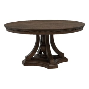 Coaster Ridgewell Round Pedestal Traditional Wood Dining Table in Dark Oak