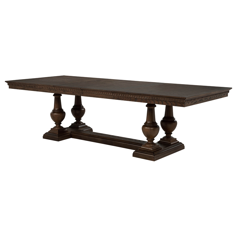 Coaster Ridgewell Rectangular Trestle Traditional Wood Dining Table in Dark Oak