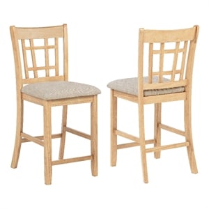 Coaster Lavon 25.5&quot Wood Counter Height Dining Chair in Linen/Light Oak