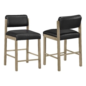 Coaster Kehoe 25&quot Upholstered Wood Counter Height Chair in Black/Natural Oak