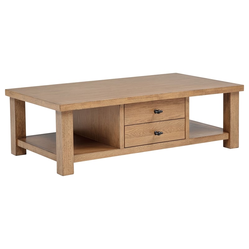 Coaster Beasley 2-Piece Wood Coffee Table Set with Drawers in Golden Oak