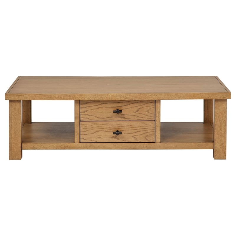 Coaster Beasley 2-Piece Wood Coffee Table Set with Drawers in Golden Oak