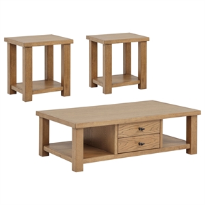 Coaster Beasley 3-Piece Wood Coffee Table Set with Drawers in Golden Oak
