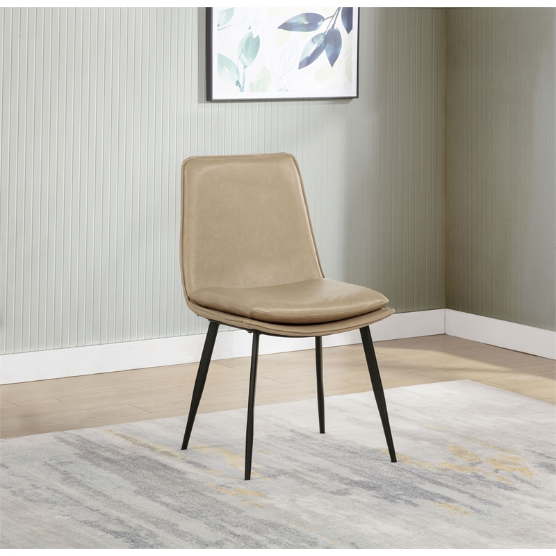 Coaster Ortega 19.75'' Faux Leather Dining Side Chair in Tan/Black