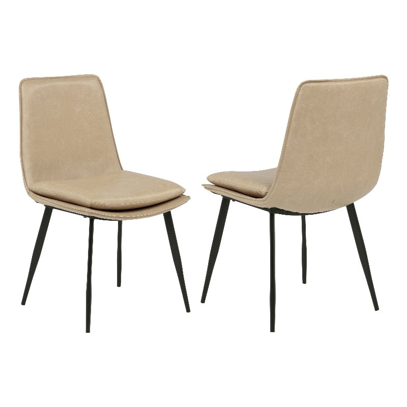 Coaster Ortega 19.75'' Faux Leather Dining Side Chair in Tan/Black
