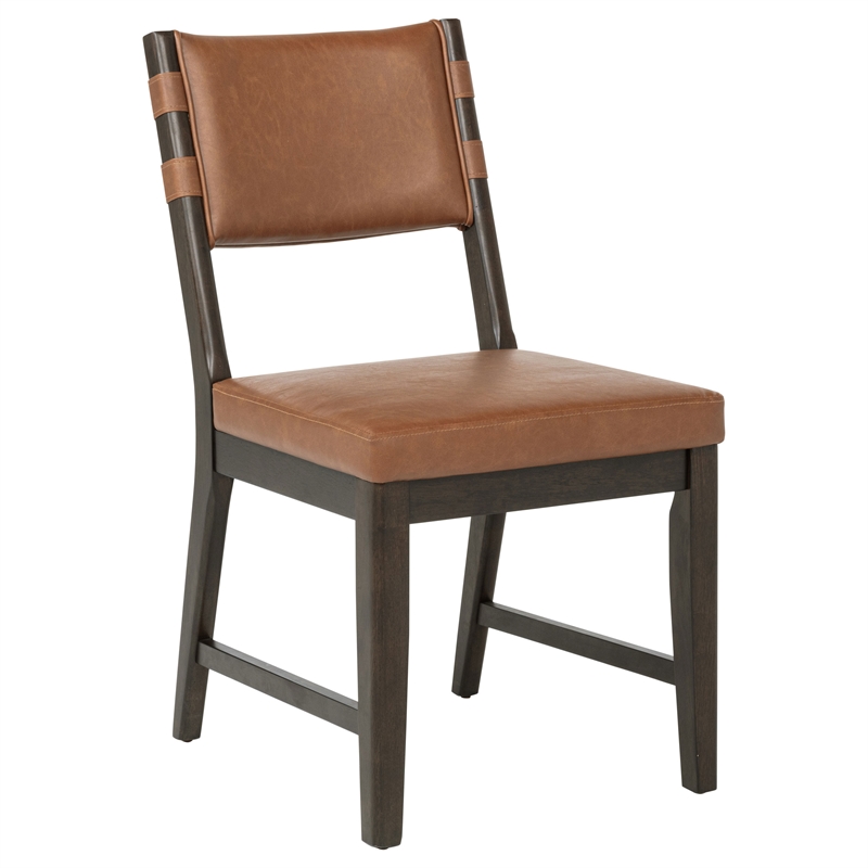 Coaster Tegan 19.25'' Faux Leather and Wood Dining Side Chair in Cognac Brown