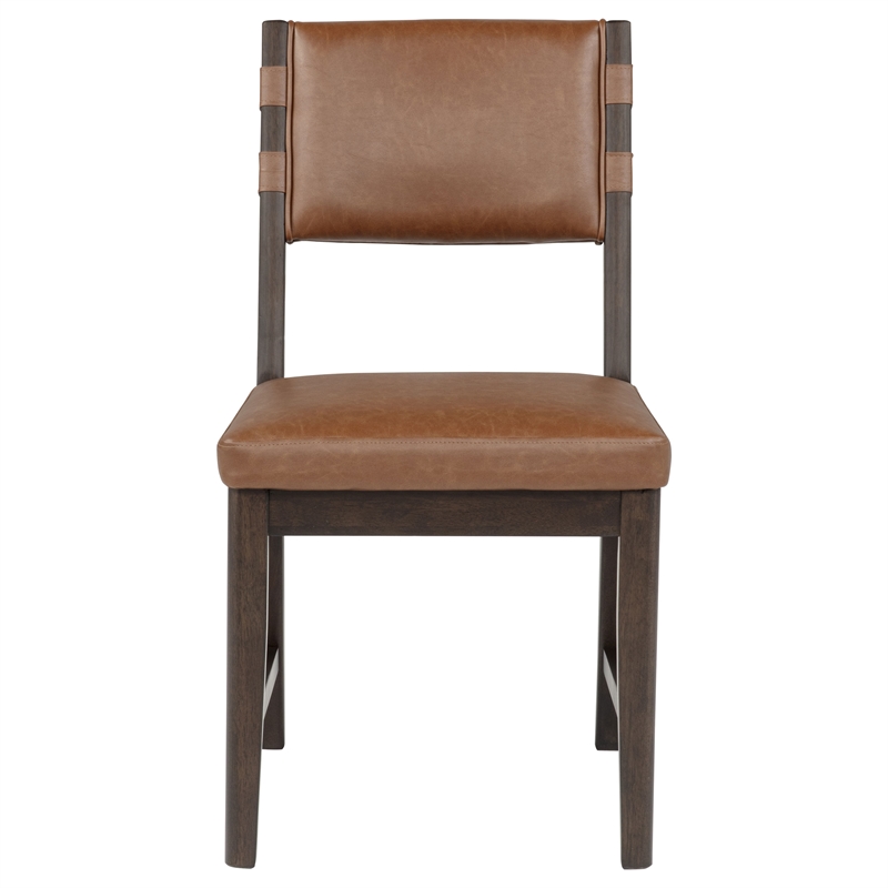 Coaster Tegan 19.25'' Faux Leather and Wood Dining Side Chair in Cognac Brown