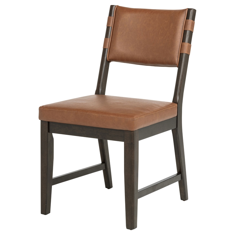 Coaster Tegan 19.25'' Faux Leather and Wood Dining Side Chair in Cognac Brown
