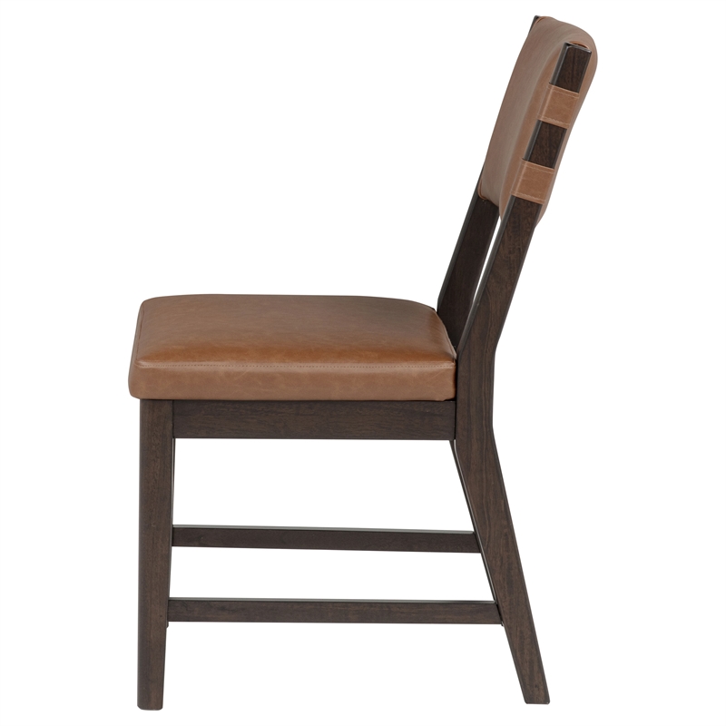 Coaster Tegan 19.25'' Faux Leather and Wood Dining Side Chair in Cognac Brown