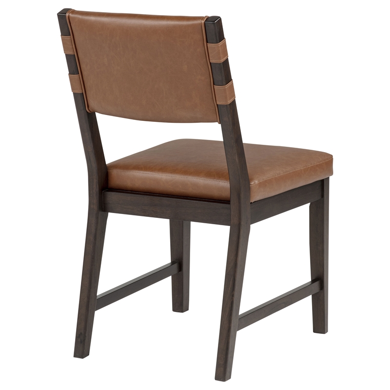 Coaster Tegan 19.25'' Faux Leather and Wood Dining Side Chair in Cognac Brown