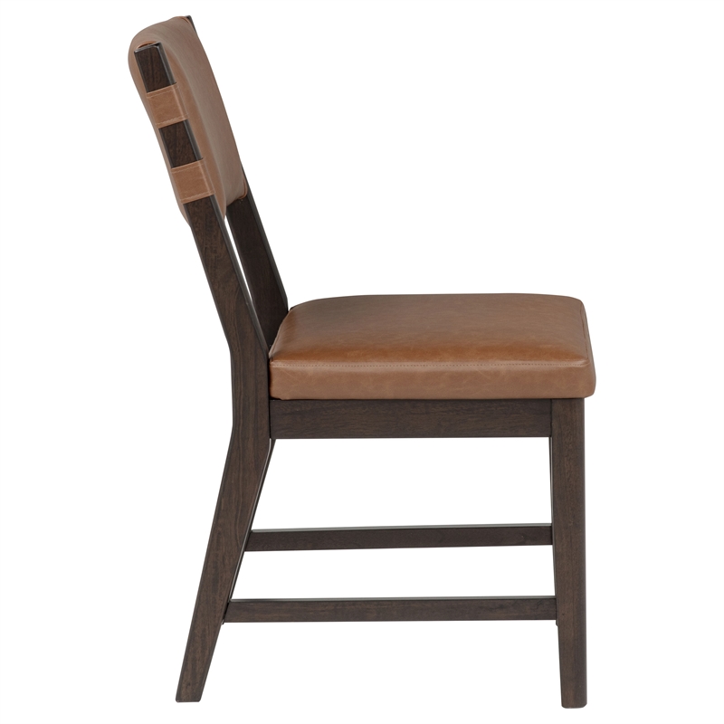 Coaster Tegan 19.25'' Faux Leather and Wood Dining Side Chair in Cognac Brown
