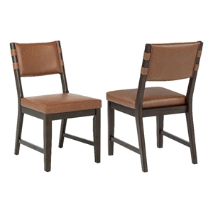 Coaster Tegan 19.25'' Faux Leather and Wood Dining Side Chair in Cognac Brown