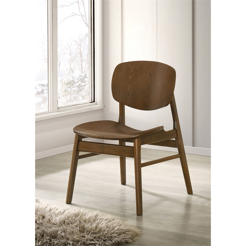Coaster Benford 18'' Mid-Century Wood Dining Side Chair in Dark Brown