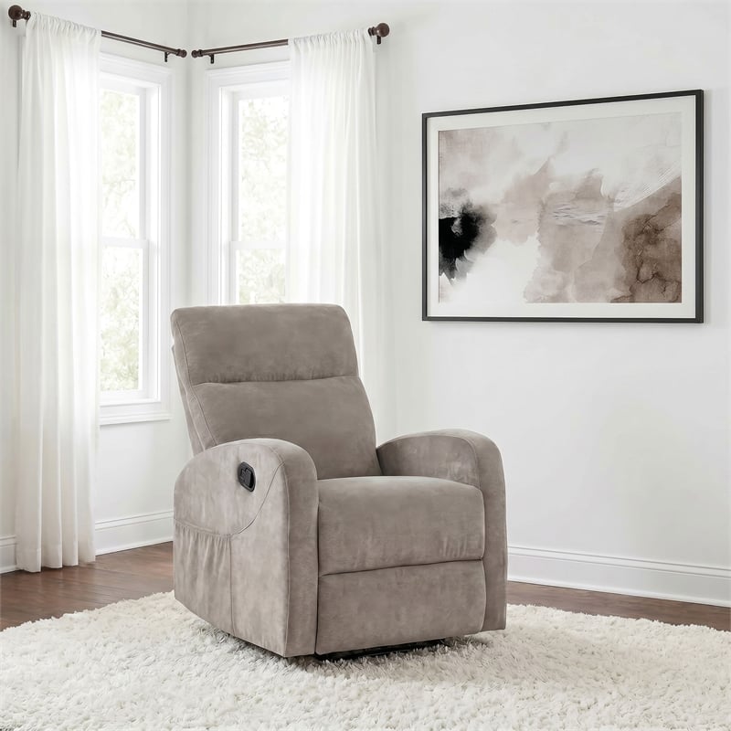 Coaster Hamilton Transitional Chenille Manual Glider Recliner in Sand