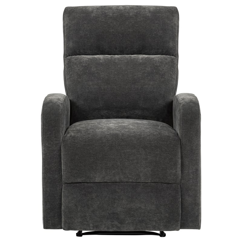 Coaster Hamilton Transitional Chenille Manual Glider Recliner in Charcoal Gray