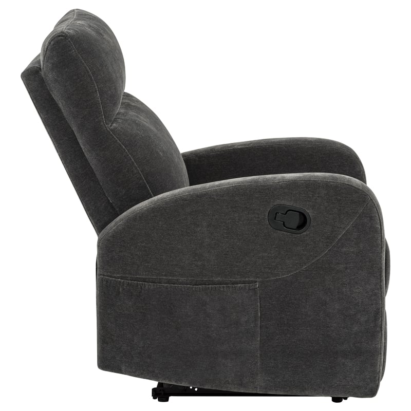 Coaster Hamilton Transitional Chenille Manual Glider Recliner in Charcoal Gray