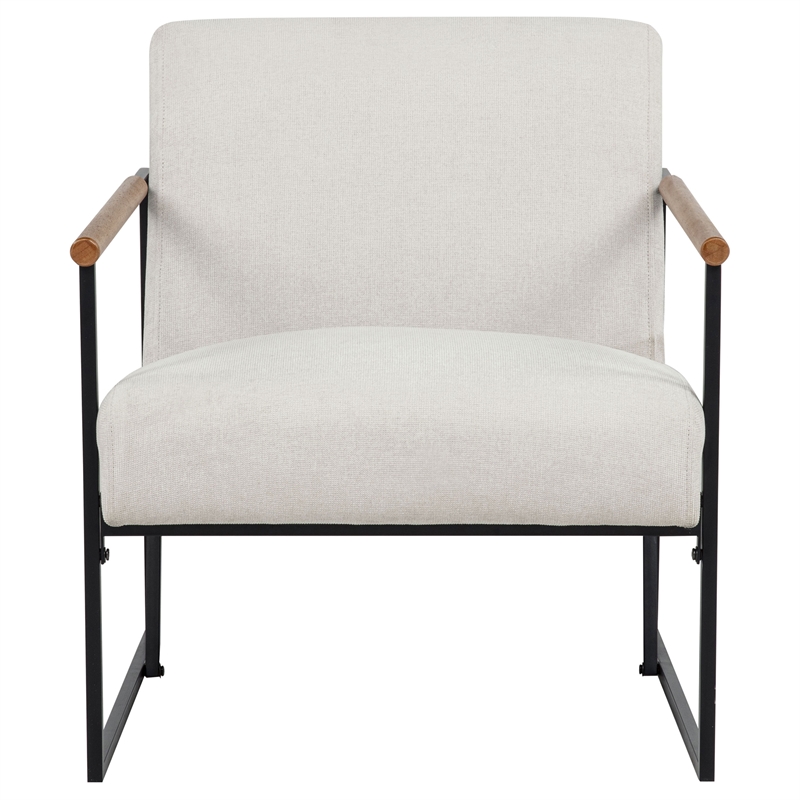 Coaster Monsen Mid-Century Modern Fabric Upholstered Accent Chair in Ivory/Black