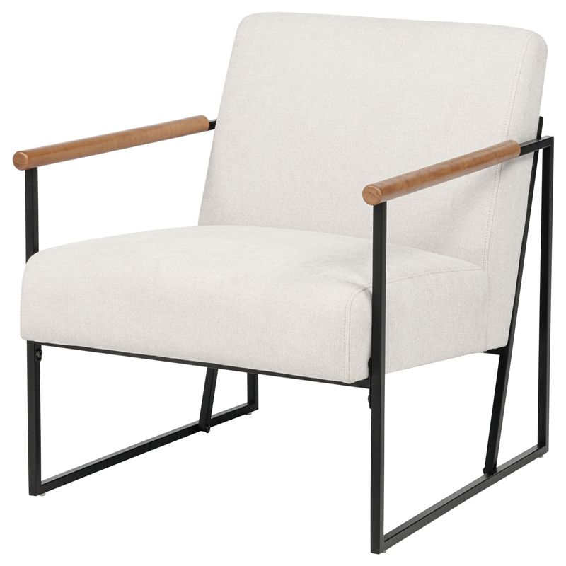 Coaster Monsen Mid-Century Modern Fabric Upholstered Accent Chair in Ivory/Black