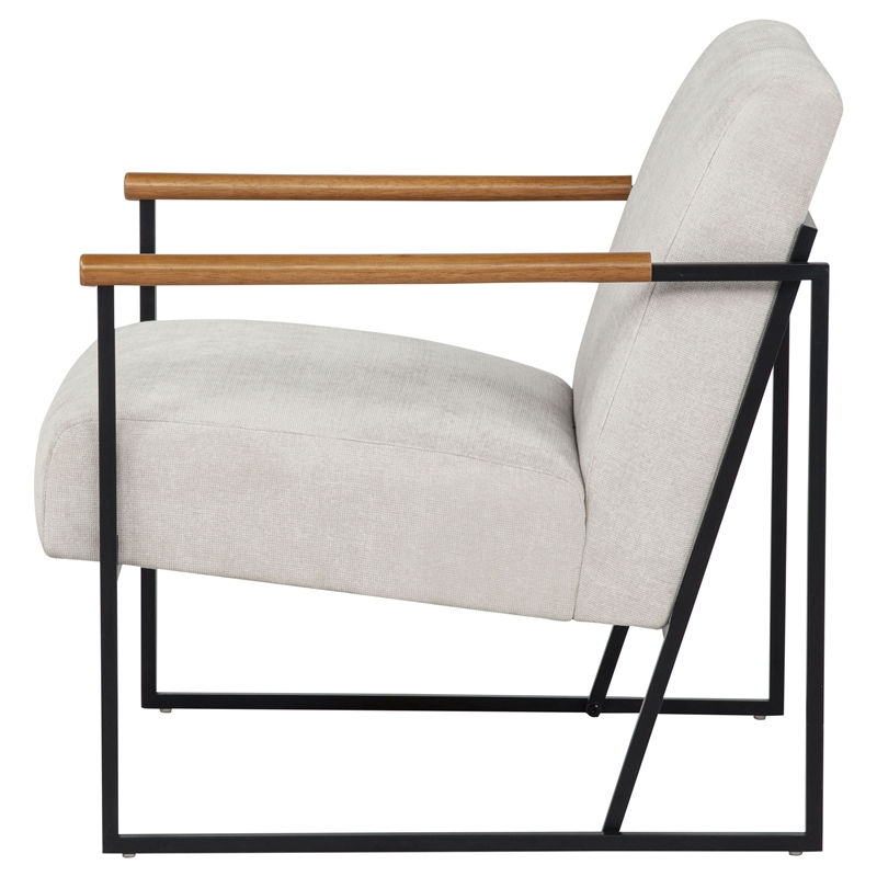Coaster Monsen Mid-Century Modern Fabric Upholstered Accent Chair in Ivory/Black