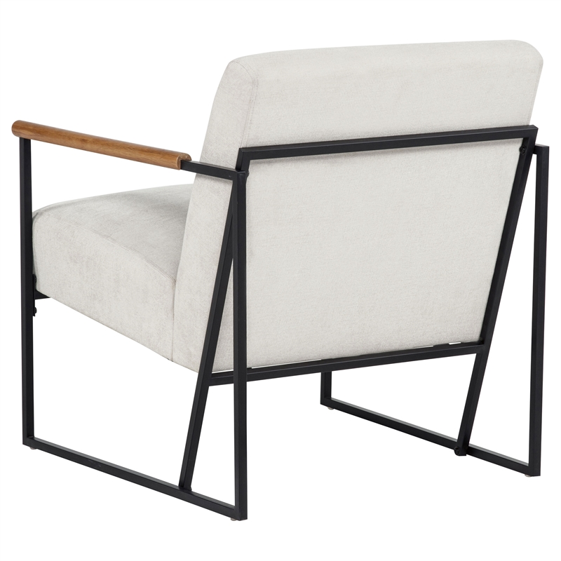 Coaster Monsen Mid-Century Modern Fabric Upholstered Accent Chair in Ivory/Black