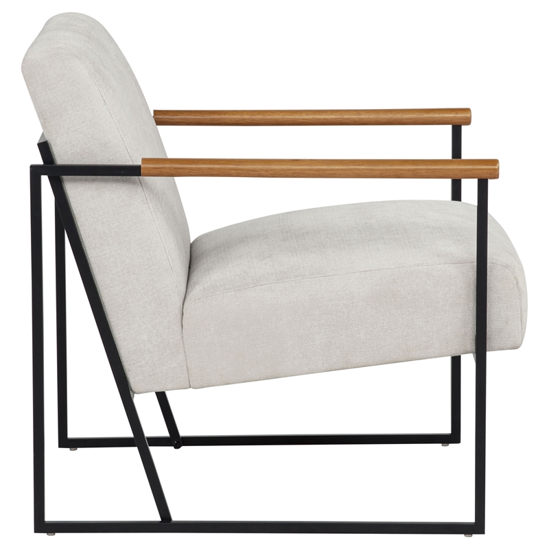 Coaster Monsen Mid-Century Modern Fabric Upholstered Accent Chair in Ivory/Black