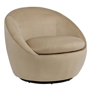 Coaster Myernick Contemporary Velvet Upholstered Swivel Accent Chair in Camel