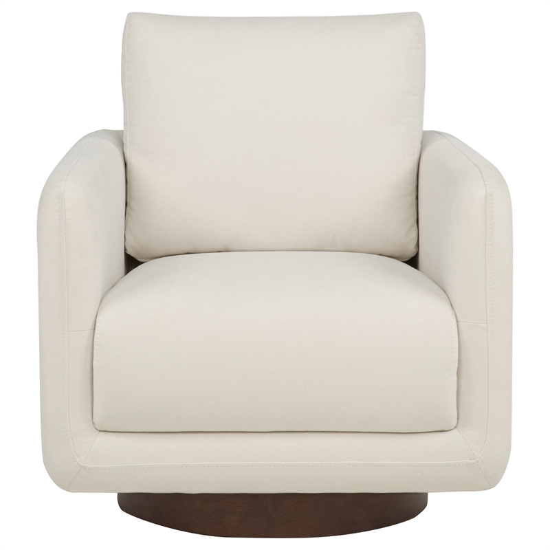 Coaster Iris Contemporary Fabric Upholstered Swivel Accent Chair in Ivory
