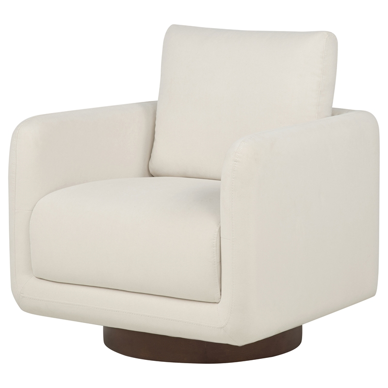 Coaster Iris Contemporary Fabric Upholstered Swivel Accent Chair in Ivory