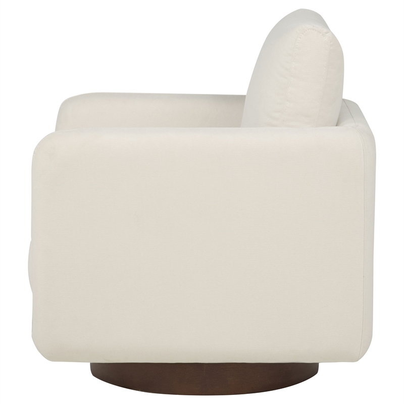 Coaster Iris Contemporary Fabric Upholstered Swivel Accent Chair in Ivory