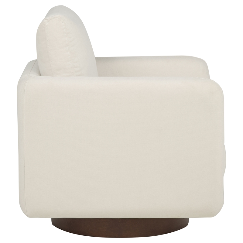 Coaster Iris Contemporary Fabric Upholstered Swivel Accent Chair in Ivory