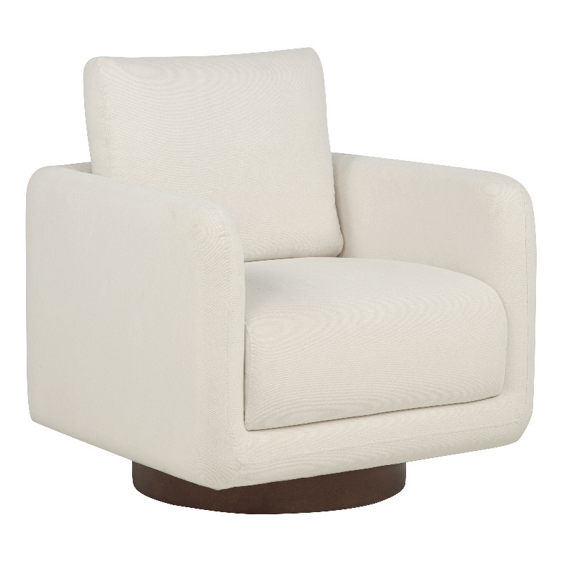 Coaster Iris Contemporary Fabric Upholstered Swivel Accent Chair in Ivory