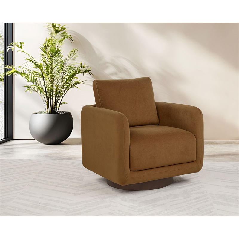 Coaster Iris Contemporary Fabric Upholstered Swivel Accent Chair in Rust