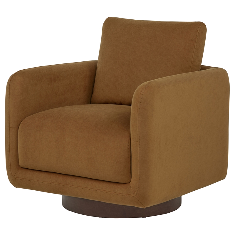 Coaster Iris Contemporary Fabric Upholstered Swivel Accent Chair in Rust