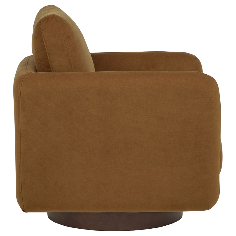 Coaster Iris Contemporary Fabric Upholstered Swivel Accent Chair in Rust